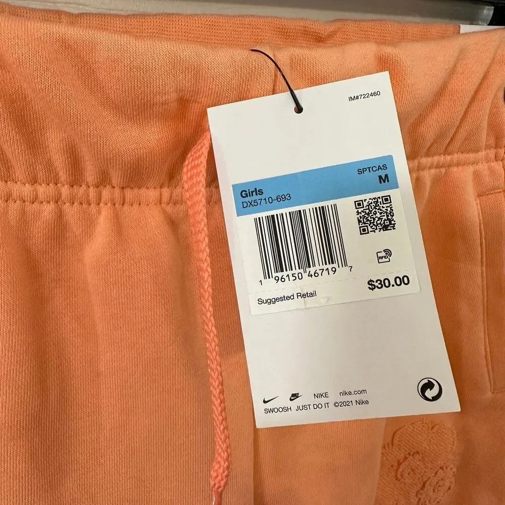 Nike Sportswear Club Big Kids' (Girls') French Terry Shorts in Pink Coral Medium